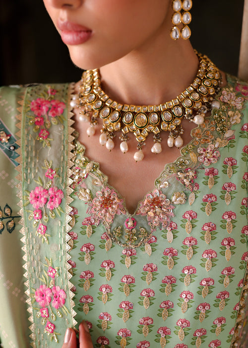 Saira Shakira Embroidered Tissue Silk Unstitched 3Pc Suit - LOTUS