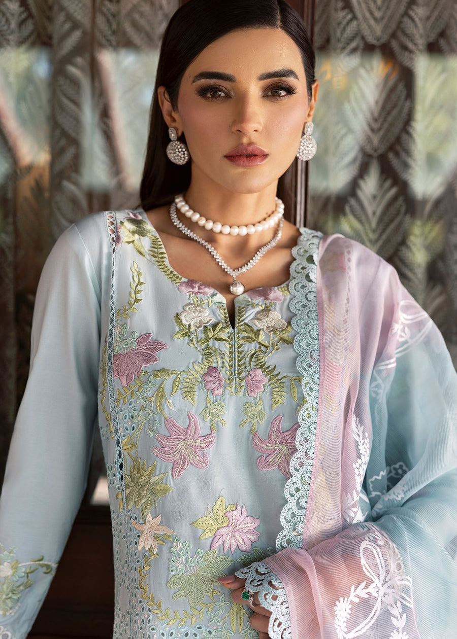 Saira Shakira Bloom Unstitched Lawn 3Pc Suit SS-25-04B LOTUS REVERIE