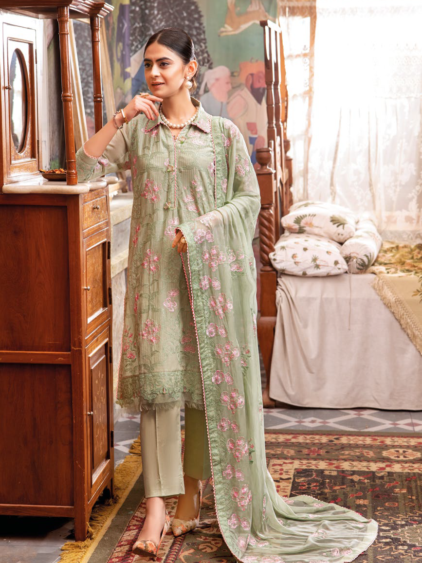Gul Ahmed Premium Embroidered Swiss Voile Unstitched 3Pc Suit LSV-42002