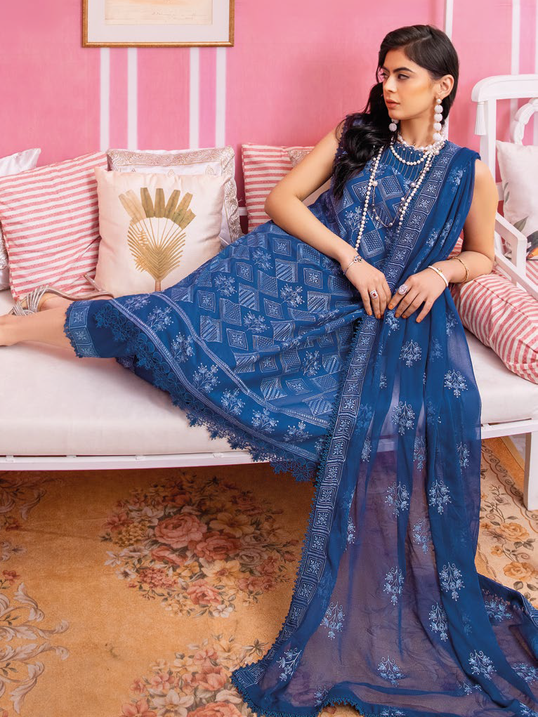 Gul Ahmed Premium Embroidered Swiss Voile Unstitched 3Pc Suit LSV-42006