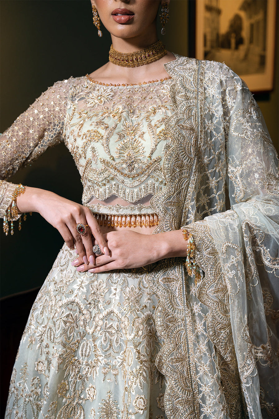 Saira Rizwan Festive Unstitched Embroidered Net 3Pc Suit D-02 LUCENT