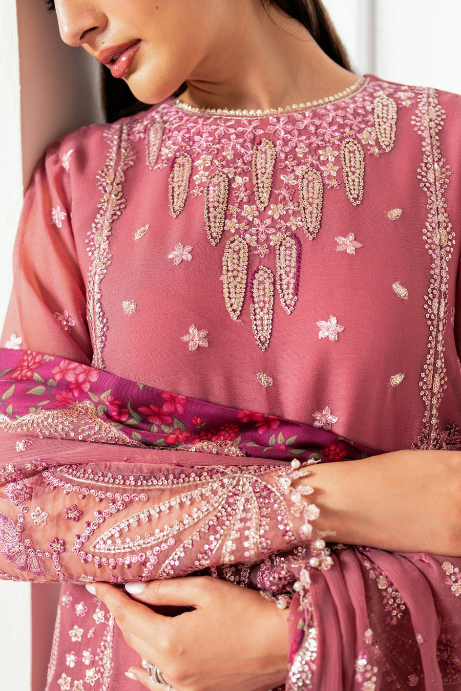 Xenia Formals Embroidered Chiffon Unstitched 3Pc Suit XF-983 LUMEN