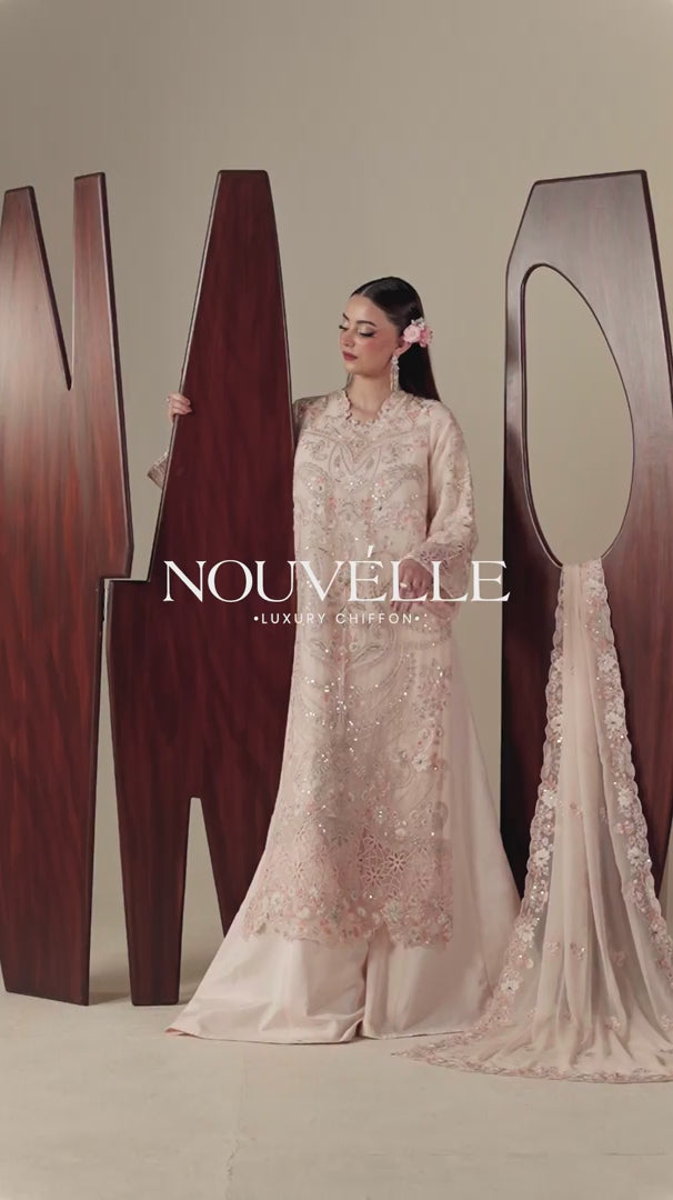 Emaan Adeel Nouvelle Embroidered Chiffon Unstitched 3Pc Suit - LUMI