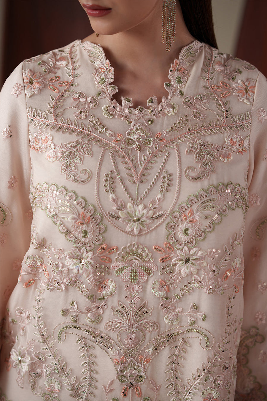 Emaan Adeel Nouvelle Embroidered Chiffon Unstitched 3Pc Suit - LUMI