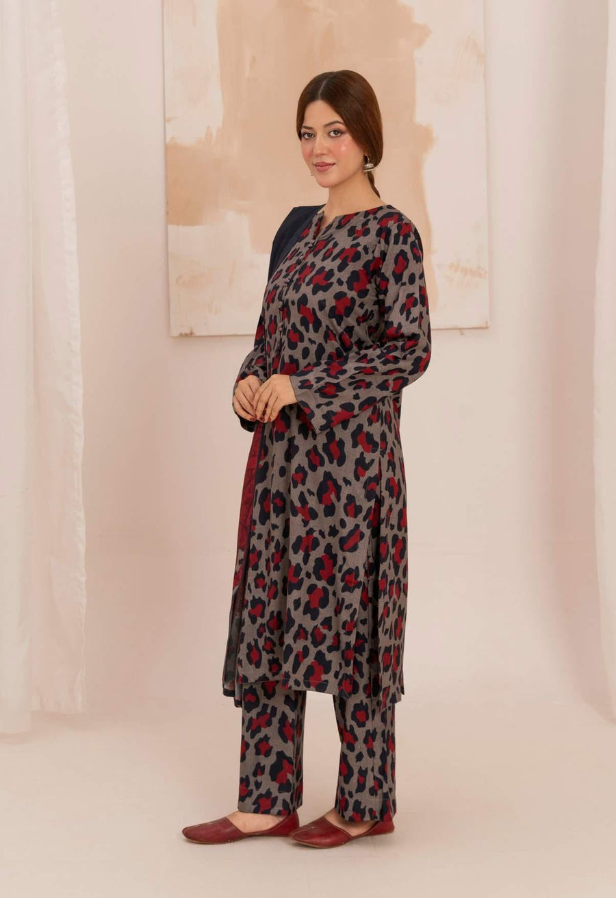 Feathers Digital Printed Dhanak Unstitched 3Pc Suit LUNARE-FT591