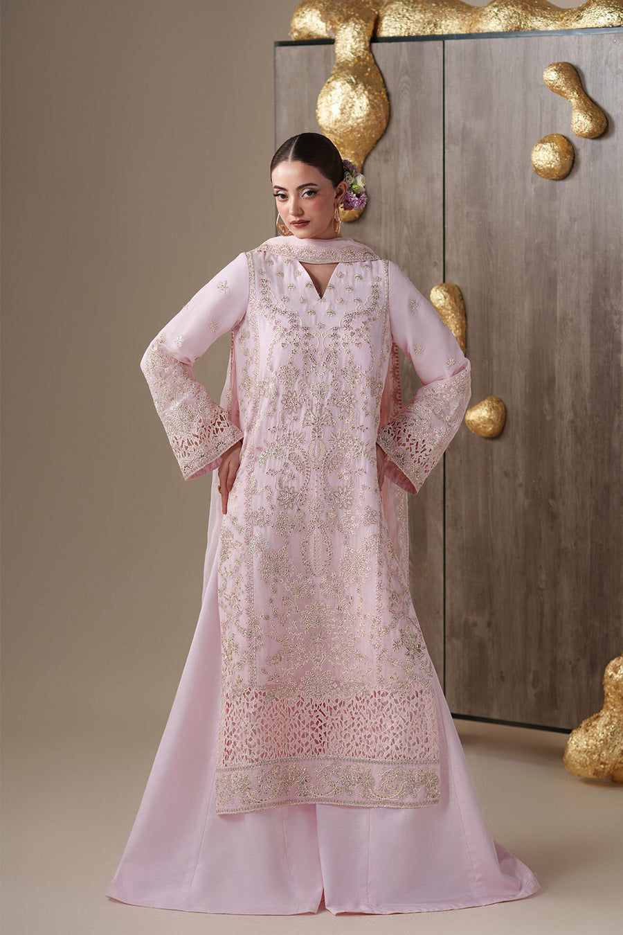 Emaan Adeel Nouvelle Embroidered Chiffon Unstitched 3Pc Suit - LUNE