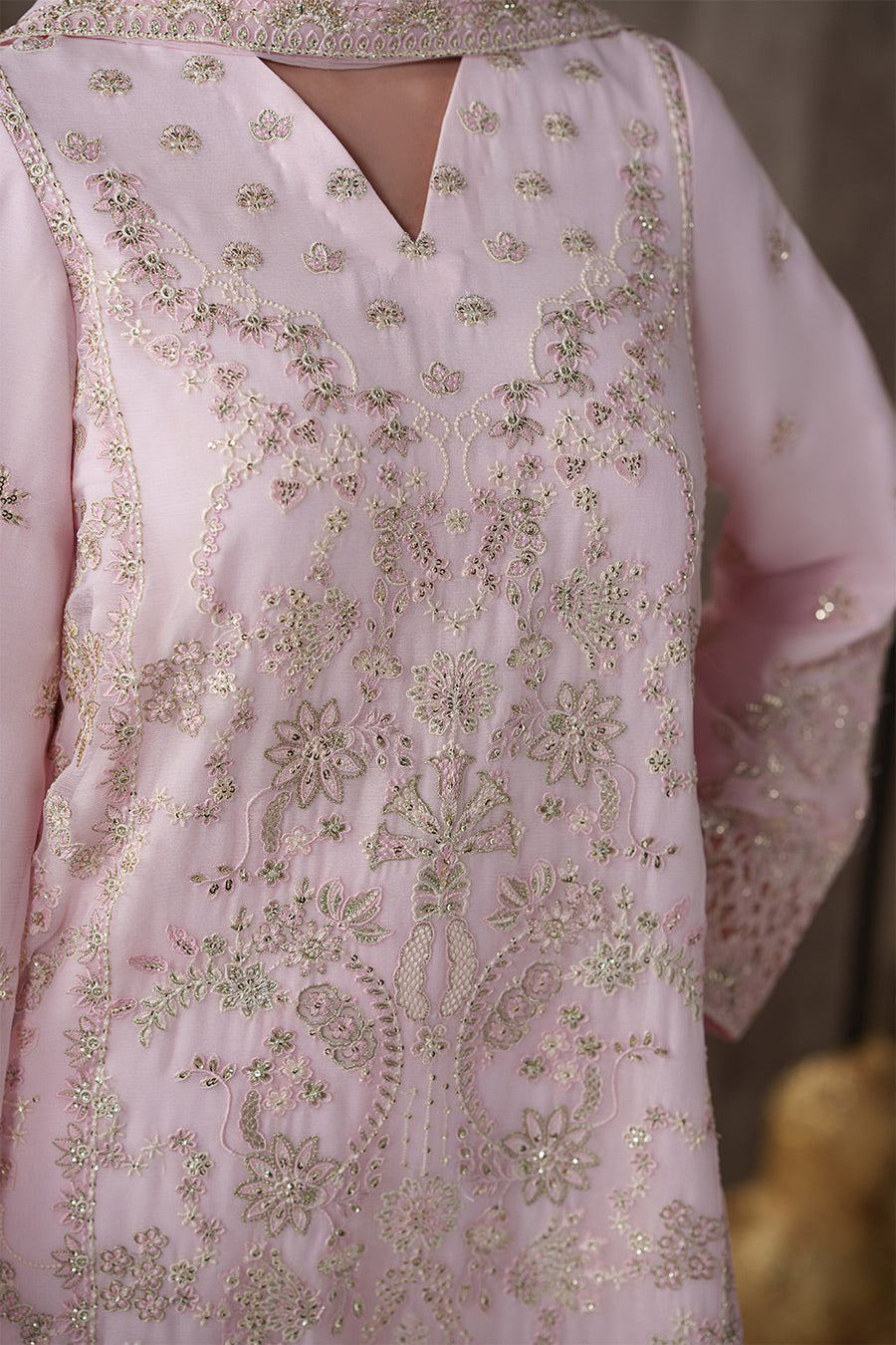 Emaan Adeel Nouvelle Embroidered Chiffon Unstitched 3Pc Suit - LUNE