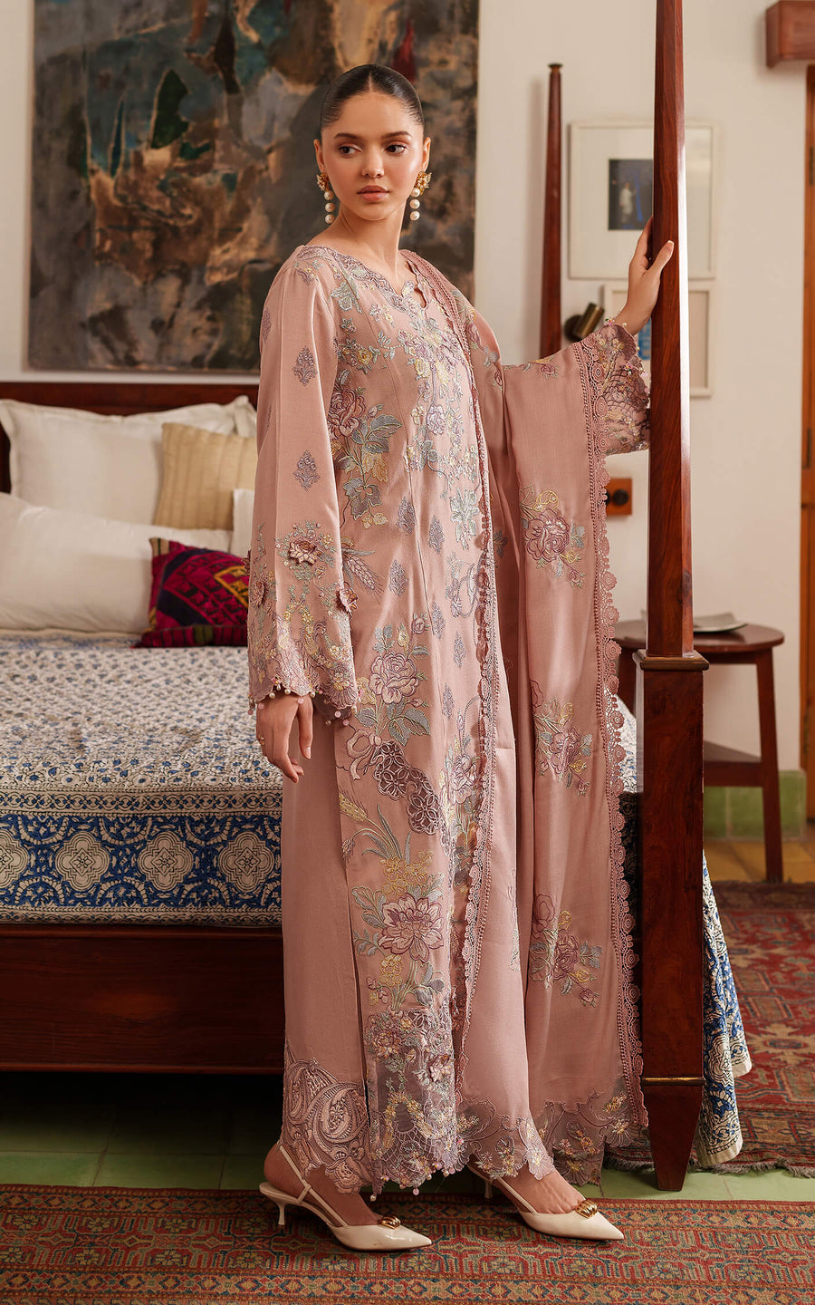 Asifa & Nabeel Pashmina Luxe Unstitched Embroidered 3Pc Suit LWC25-06 Glace