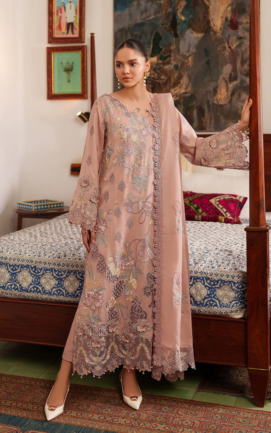 Asifa & Nabeel Pashmina Luxe Unstitched Embroidered 3Pc Suit LWC25-06 Glace