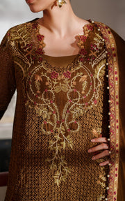 Asifa & Nabeel Pashmina Luxe Unstitched Embroidered 3Pc Suit LWC25-08 Cedar