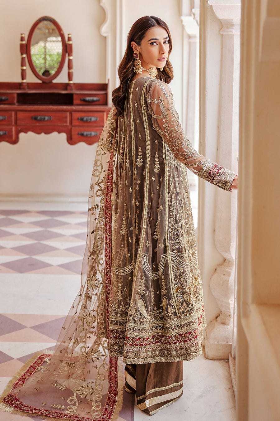 Emaan Adeel Luxe Chiffon Wedding Formal 3 Piece Suit LX 02
