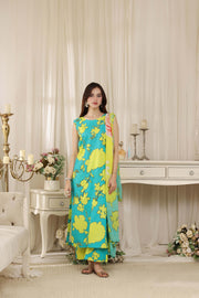 Feathers Threads of Poetry Unstitched Lawn 3Pc Suit Lagoon Lullaby-FT765