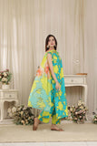 Feathers Threads of Poetry Unstitched Lawn 3Pc Suit Lagoon Lullaby-FT765