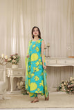 Feathers Threads of Poetry Unstitched Lawn 3Pc Suit Lagoon Lullaby-FT765