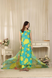 Feathers Threads of Poetry Unstitched Lawn 3Pc Suit Lagoon Lullaby-FT765