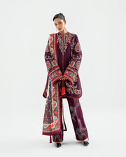 Jugnu Lahore Womenswear Embroidered Khaddar Unstitched 3Pc Suit - LALEH