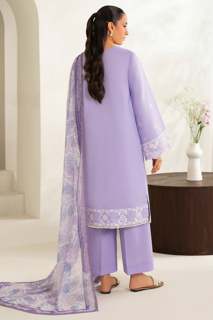 Farasha Summer Weaves Embroidered Lawn Unstitched 3Pc Suit - Lavender Peral