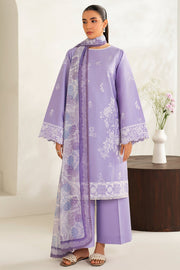 Farasha Summer Weaves Embroidered Lawn Unstitched 3Pc Suit - Lavender Peral