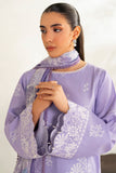 Farasha Summer Weaves Embroidered Lawn Unstitched 3Pc Suit - Lavender Peral