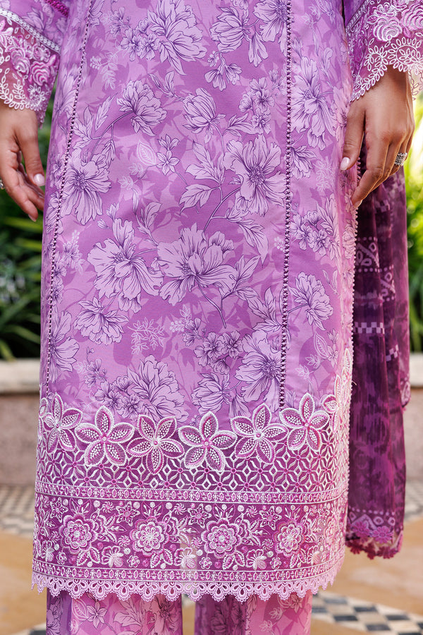 Farasha Summer Essentials Embroidered Lawn Unstitched 3Pc Suit - Lavender Rush