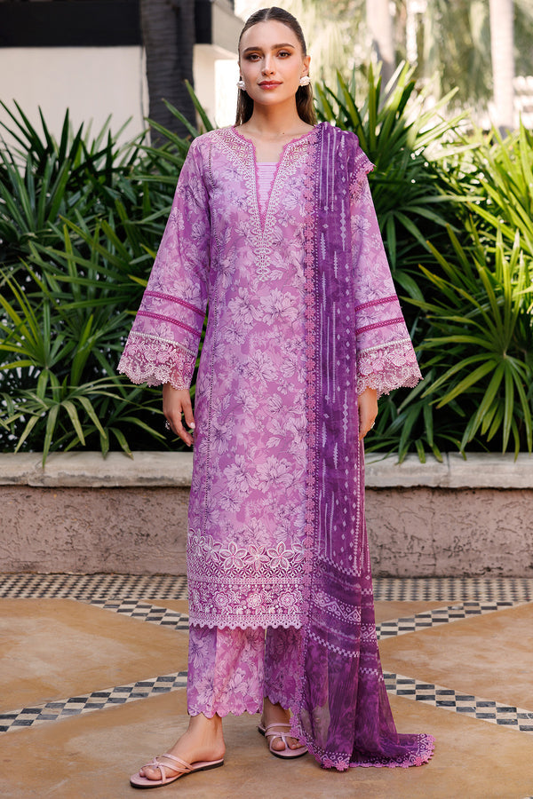 Farasha Summer Essentials Embroidered Lawn Unstitched 3Pc Suit - Lavender Rush