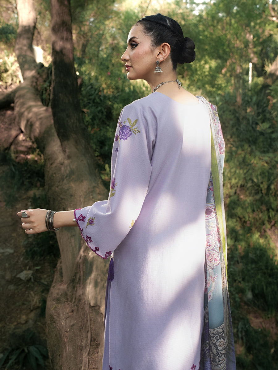 HemStitch The Garden Embroidered Lawn Unstitched 3Pc Suit - Lavender