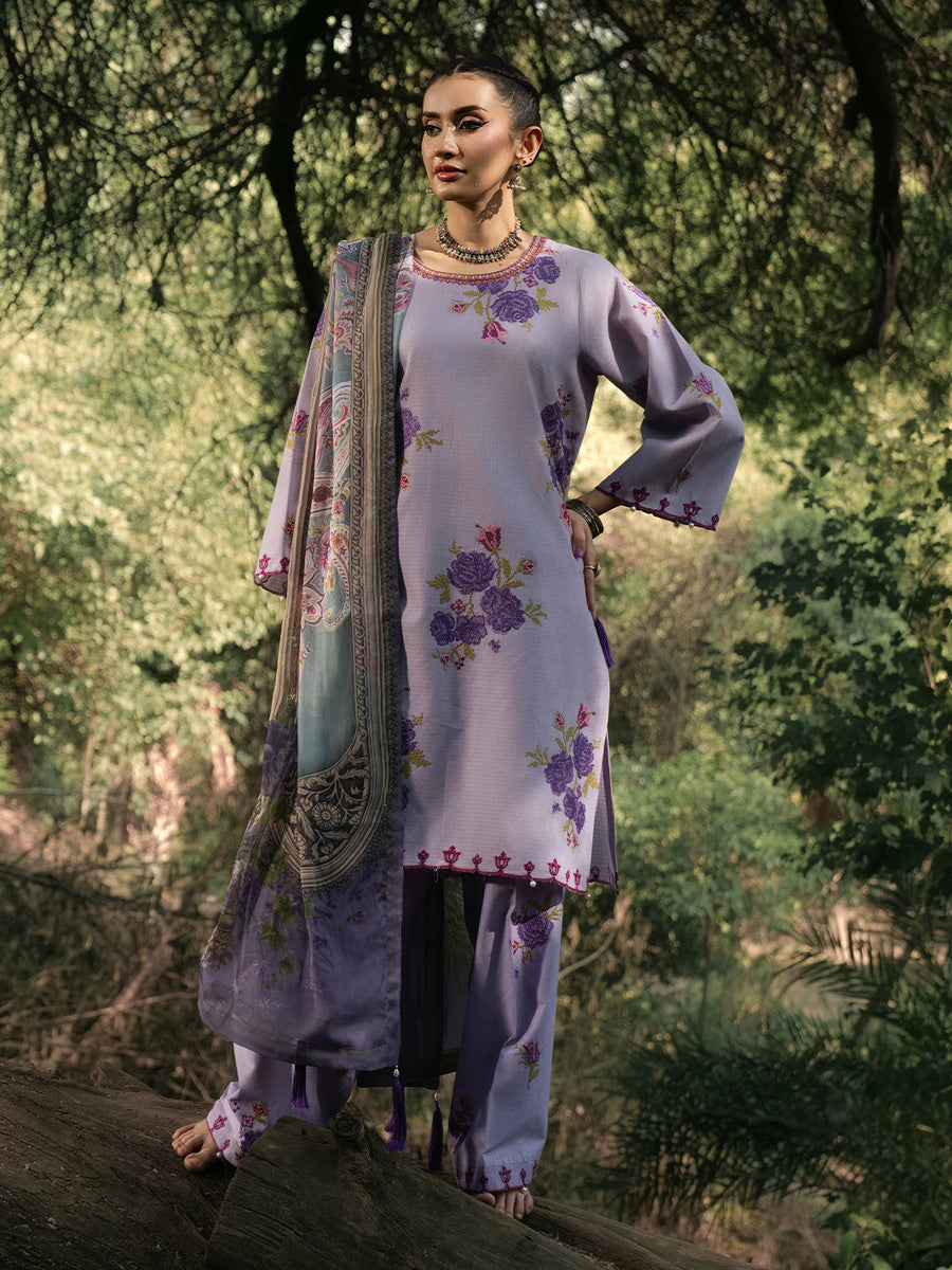 HemStitch The Garden Embroidered Lawn Unstitched 3Pc Suit - Lavender