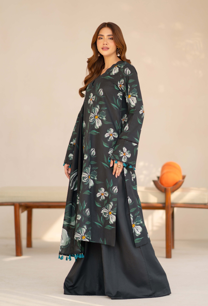 Humdum La vie Printed Khaddar Unstitched 3Pc Suit D-01