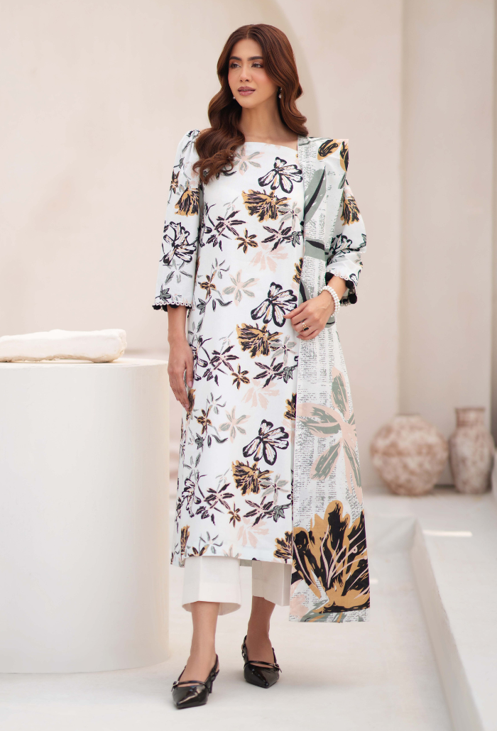 Humdum La vie Printed Khaddar Unstitched 3Pc Suit D-07