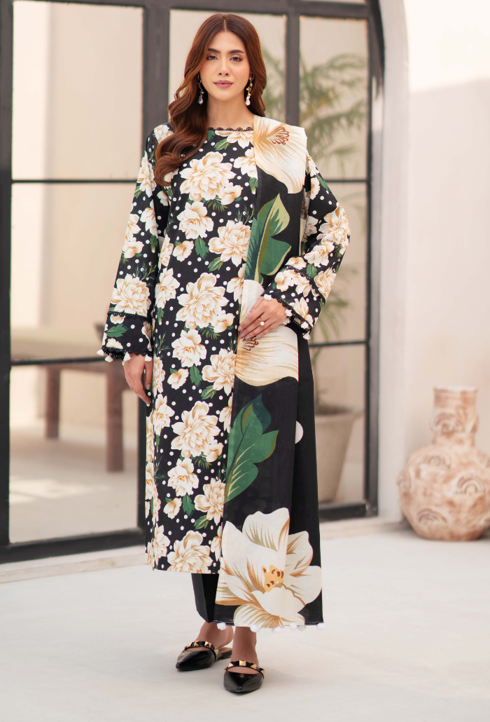 Humdum La vie Printed Khaddar Unstitched 3Pc Suit D-09