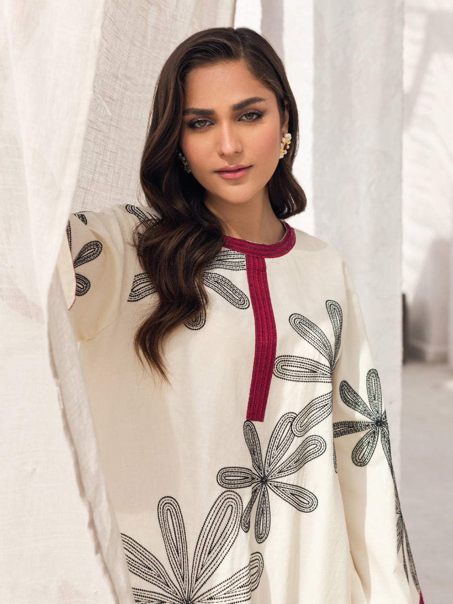 Faiza Faisal Aura Pret Embroidered Dobby Lawn 2Pc Suit - Layal