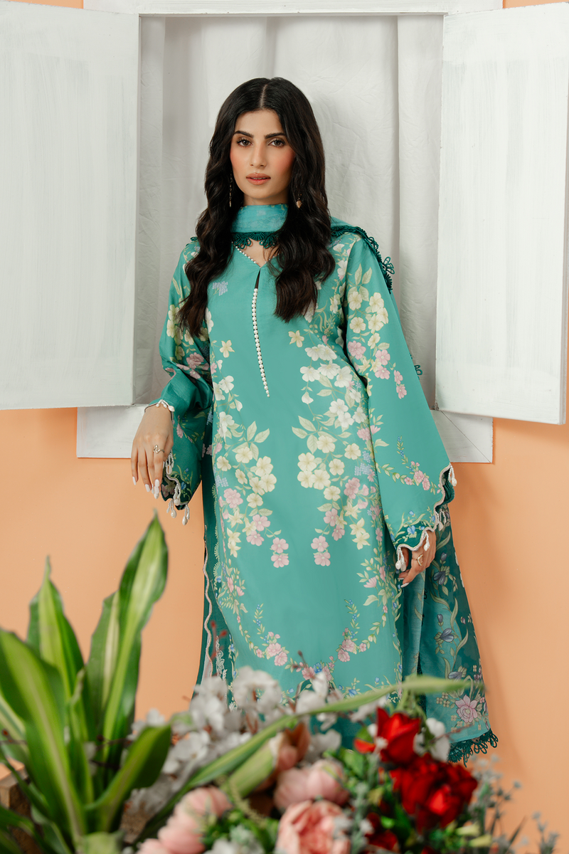 Zarposh Sundaze Embroidered Luxury Lawn Unstitched 3Pc Suit - LAZULI