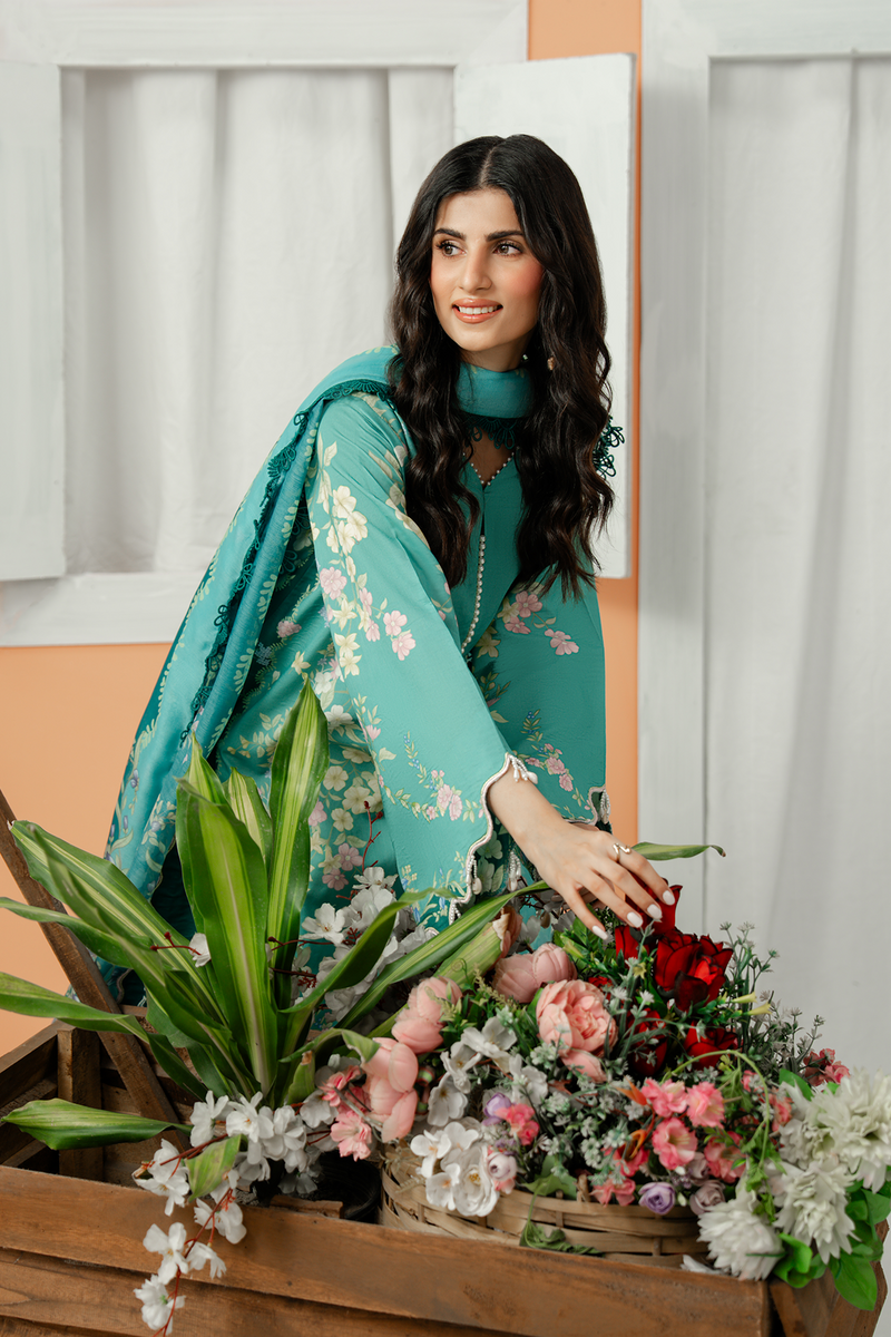 Zarposh Sundaze Embroidered Luxury Lawn Unstitched 3Pc Suit - LAZULI