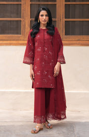 Seran Lamhay Embroidered Lawn Unstitched 3Pc Suit D-04 LEEHA