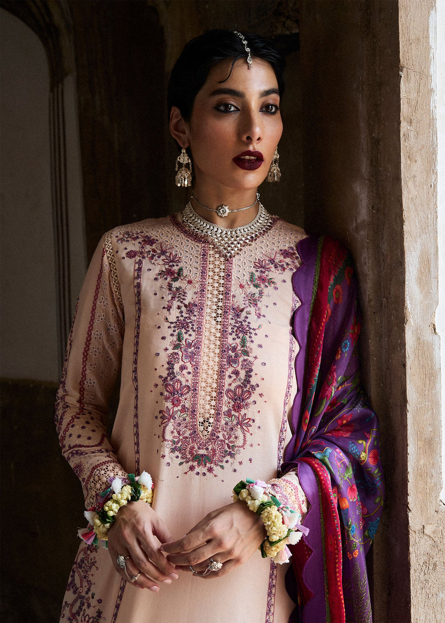 Hussain Rehar Nirmal Unstitched Embroidered Lawn 3Pc Suit - Lehr