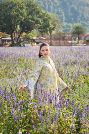 Farasha Summer Escape Embroidered Lawn Unstitched 3Pc Suit - Lemon Fern