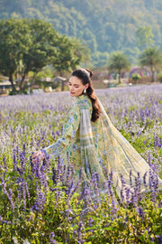 Farasha Summer Escape Embroidered Lawn Unstitched 3Pc Suit - Lemon Fern