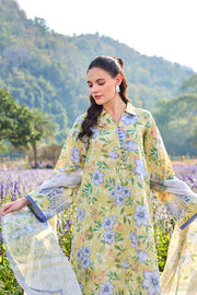 Farasha Summer Escape Embroidered Lawn Unstitched 3Pc Suit - Lemon Fern