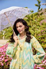Farasha Summer Escape Embroidered Lawn Unstitched 3Pc Suit - Lemon Glow