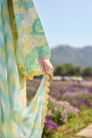 Farasha Summer Escape Embroidered Lawn Unstitched 3Pc Suit - Lemon Glow