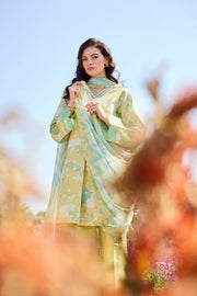 Farasha Summer Escape Embroidered Lawn Unstitched 3Pc Suit - Lemon Glow