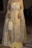 Emaan Adeel Starlit Jewels Unstitched Organza 3Pc Suit - Lemon Quartz