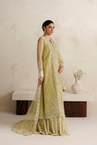 Farasha Luxury Formal Embroidered Net Unstitched 3Pc Suit - Lemon Saffron