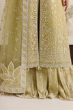 Farasha Luxury Formal Embroidered Net Unstitched 3Pc Suit - Lemon Saffron