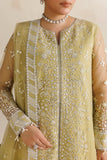 Farasha Luxury Formal Embroidered Net Unstitched 3Pc Suit - Lemon Saffron