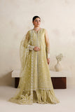 Farasha Luxury Formal Embroidered Net Unstitched 3Pc Suit - Lemon Saffron
