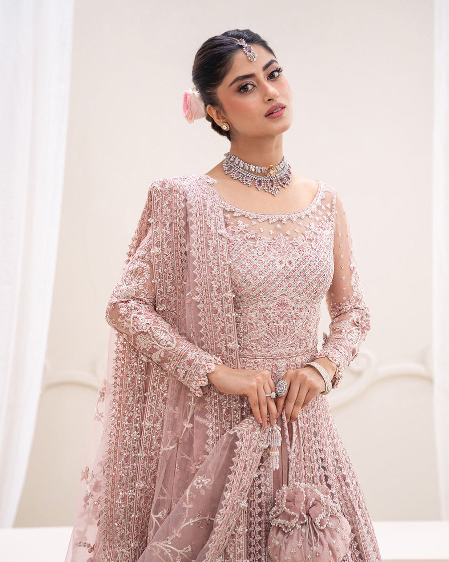 Rua by Faiza Saqlain Embroidered Net Unstitched 3Pc Suit - LEYAN