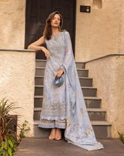 Faiza Saqlain Zinnia Embroidered Luxury Lawn Unstitched 3Pc Suit - Liana