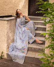 Faiza Saqlain Zinnia Embroidered Luxury Lawn Unstitched 3Pc Suit - Liana