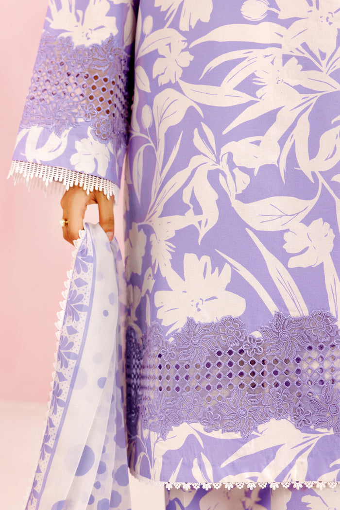 Farasha Summer Essentials Embroidered Lawn Unstitched 3Pc Suit - Lilac Breeze